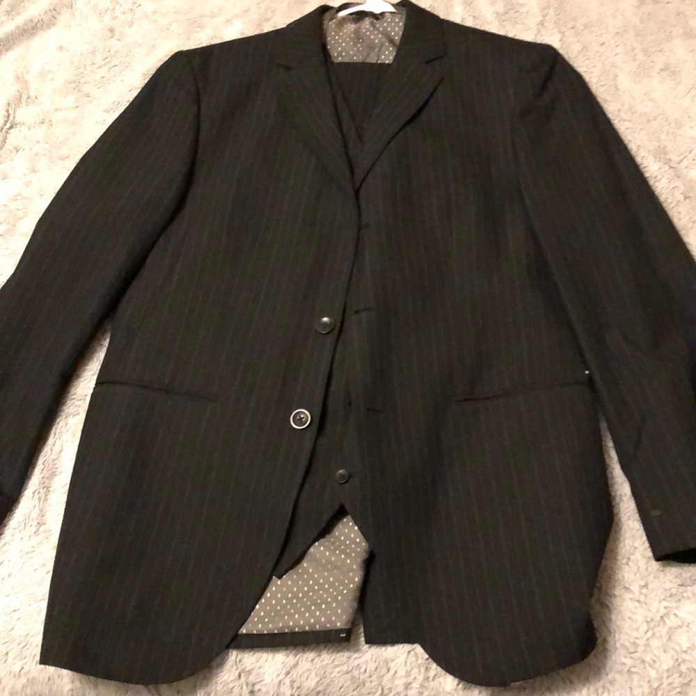 J. Ferrar slim fit pin stripe suit.